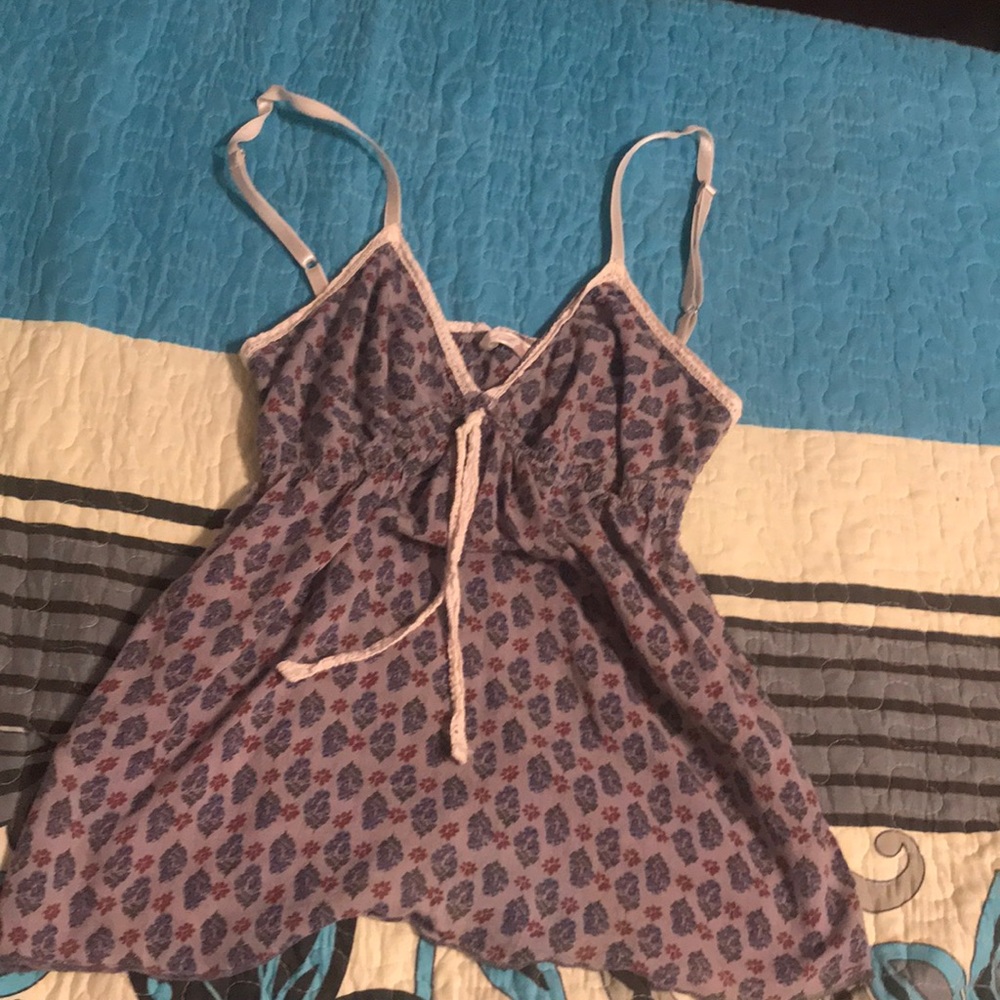 Tank top, grey with blue and red flowers